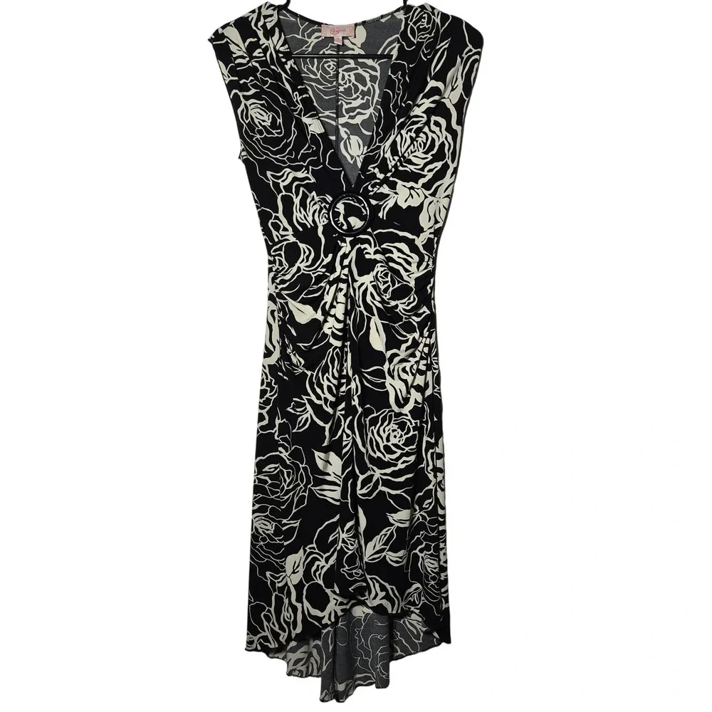 Candie's Dresses | Candies Floral Rose Asymmetric Dress Medium Y2k Whimsigoth Dark Fairy Grunge | Color: Black/White | Size: M | Thriftydal's Closet